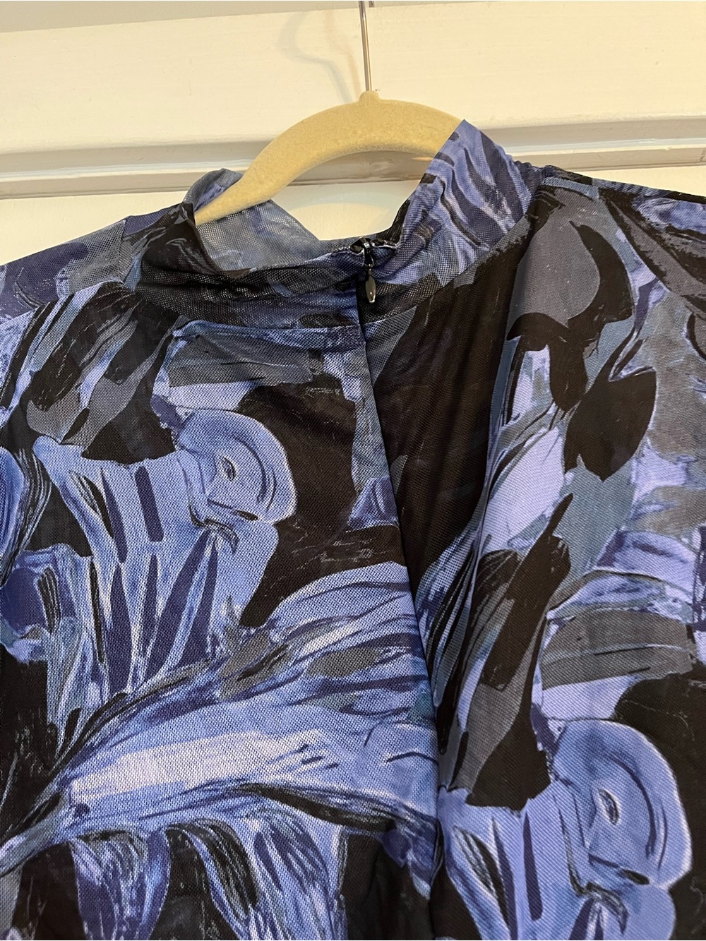 Prabal Gurung long sleeve mesh purple blue black top XXL - Picture 10 of 10